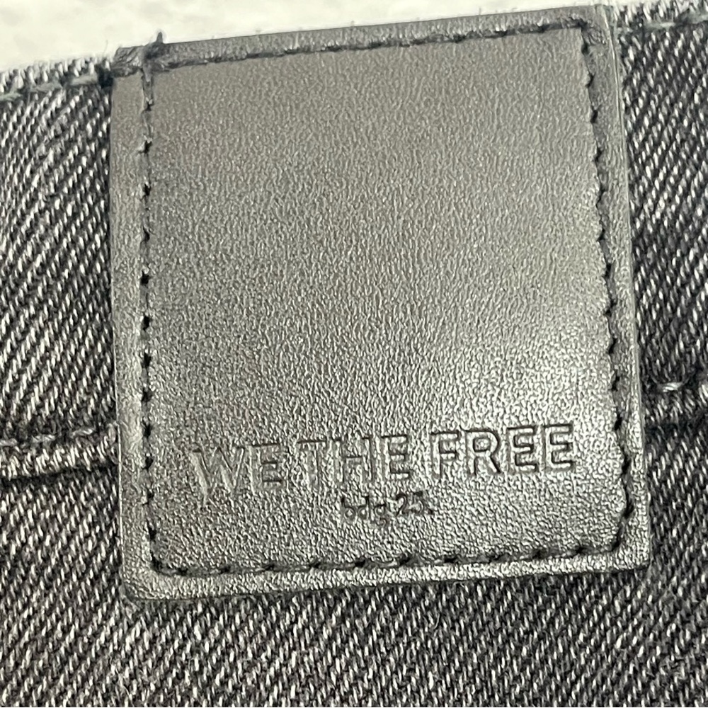 Free People We the Free Black Denim Skirt Raw Hem Button Fly Size 30 - Picture 8 of 12